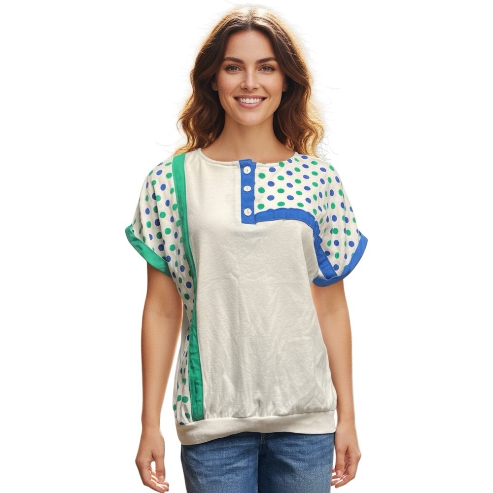 Cape Cod Sportsear Vintage Polka Dot Top Large